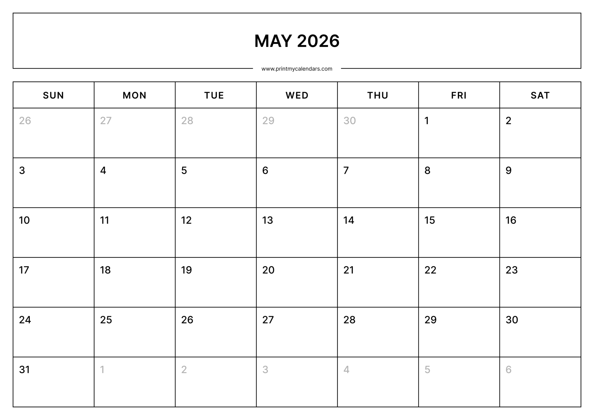 May Calendar Preview