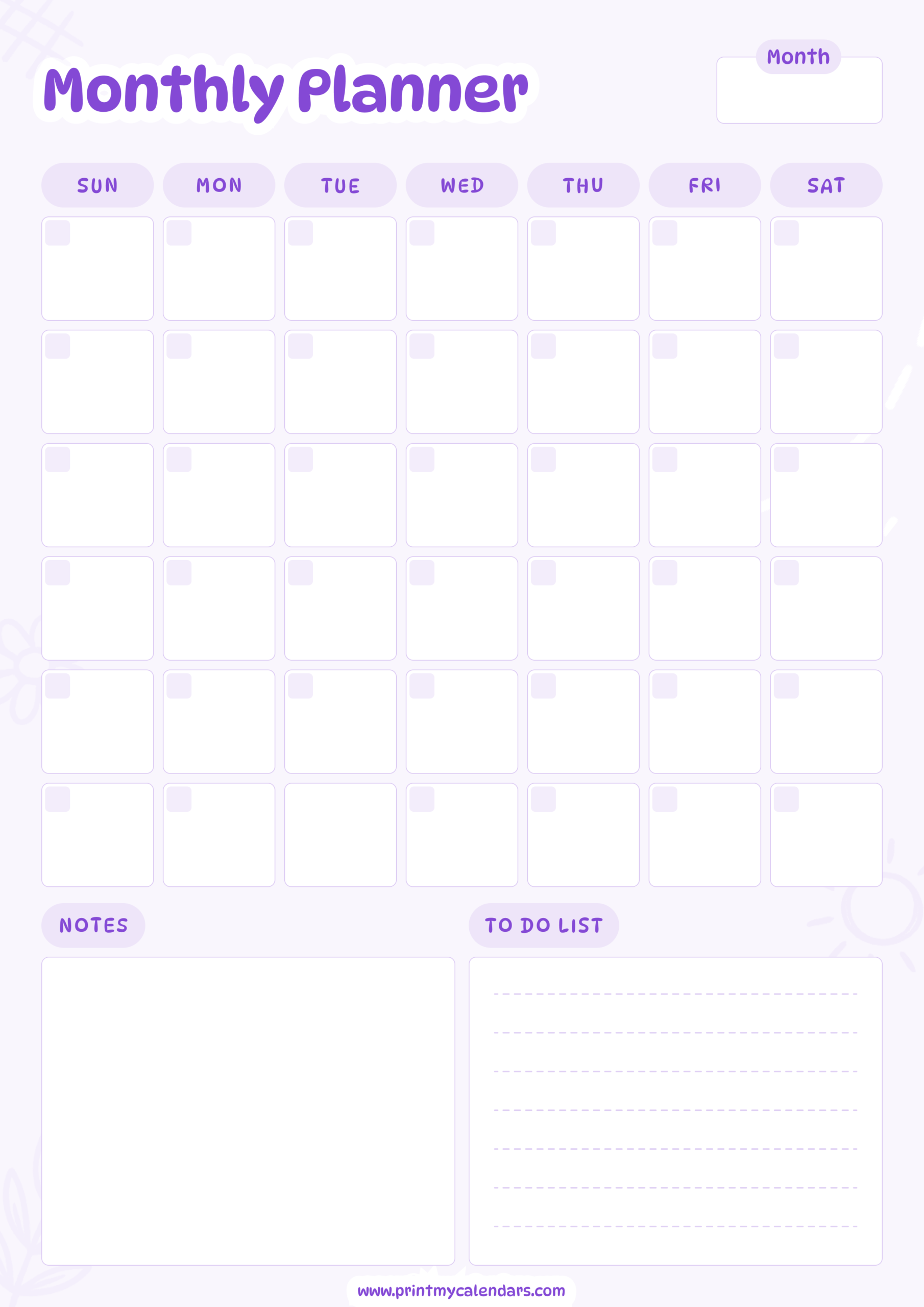 The Aesthetic Lavender Floral Monthly Planner Portrait