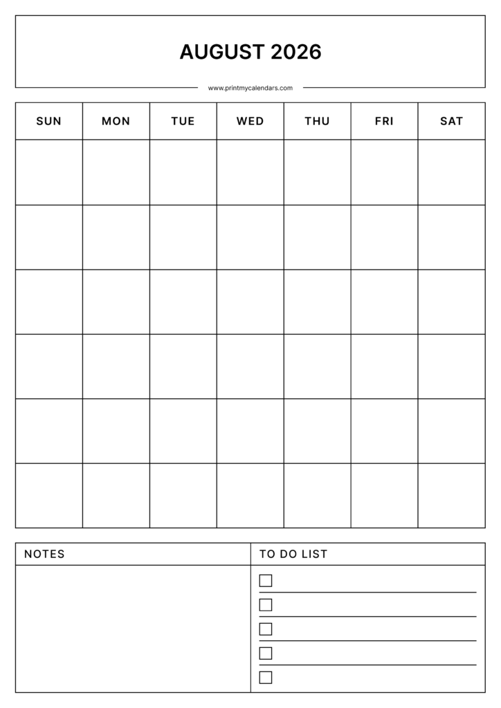 Free August Printable Calendar 2026 (PDF, Blank, Aesthetic Templates)