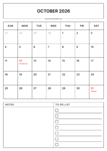 Free October Printable Calendar 2026 (PDF, Blank, Aesthetic Templates)