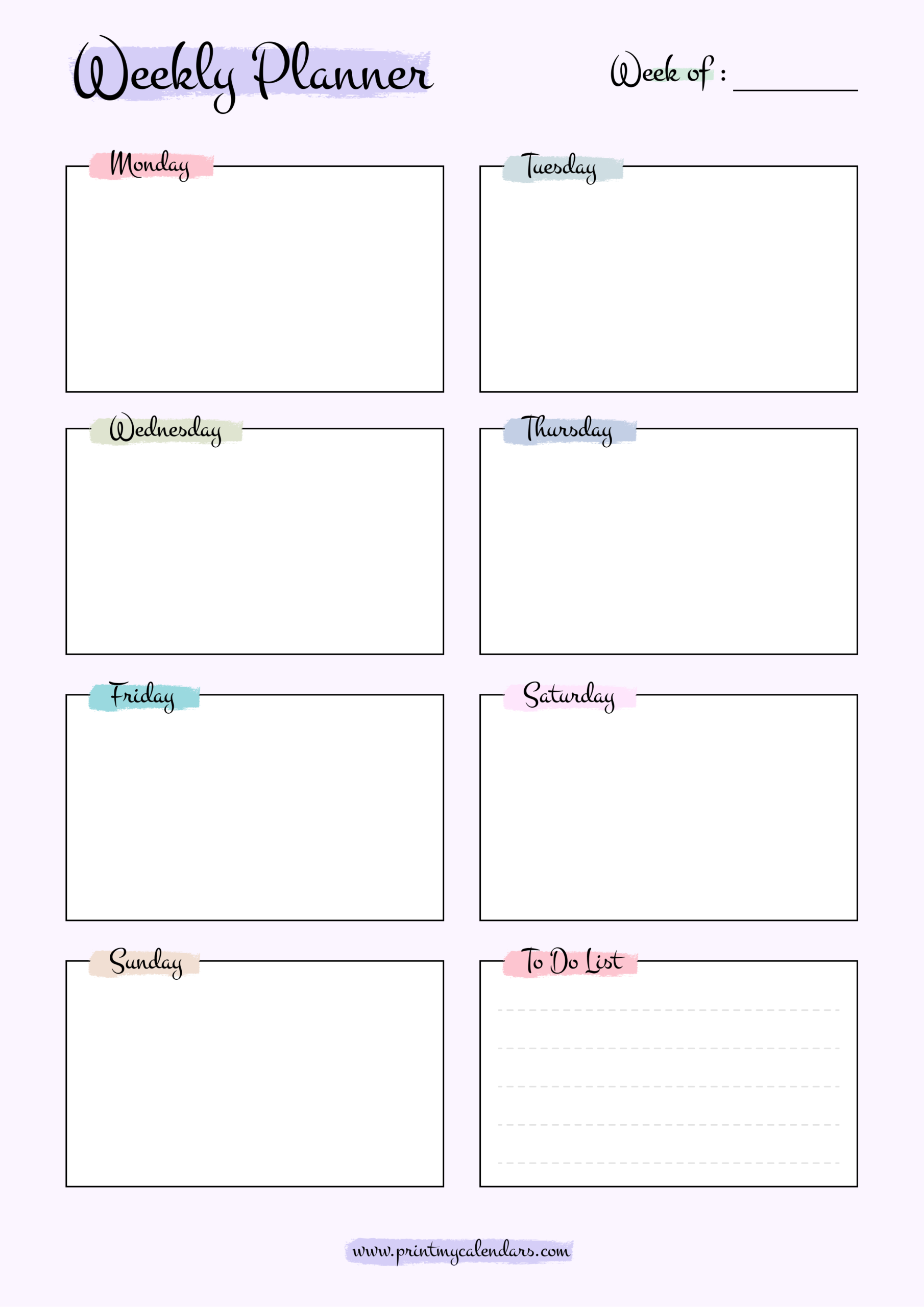 Printable Pastel Play Weekly Schedule Template