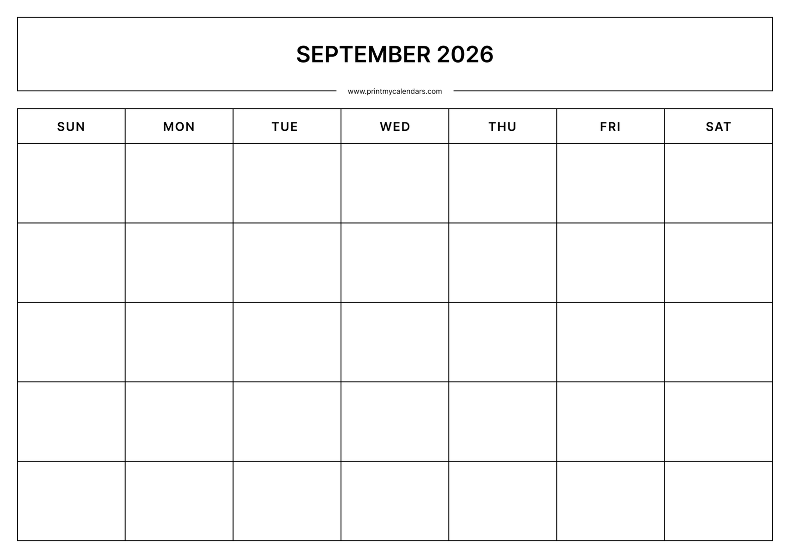 Free September Printable Calendar 2026 (PDF, Blank, Aesthetic)
