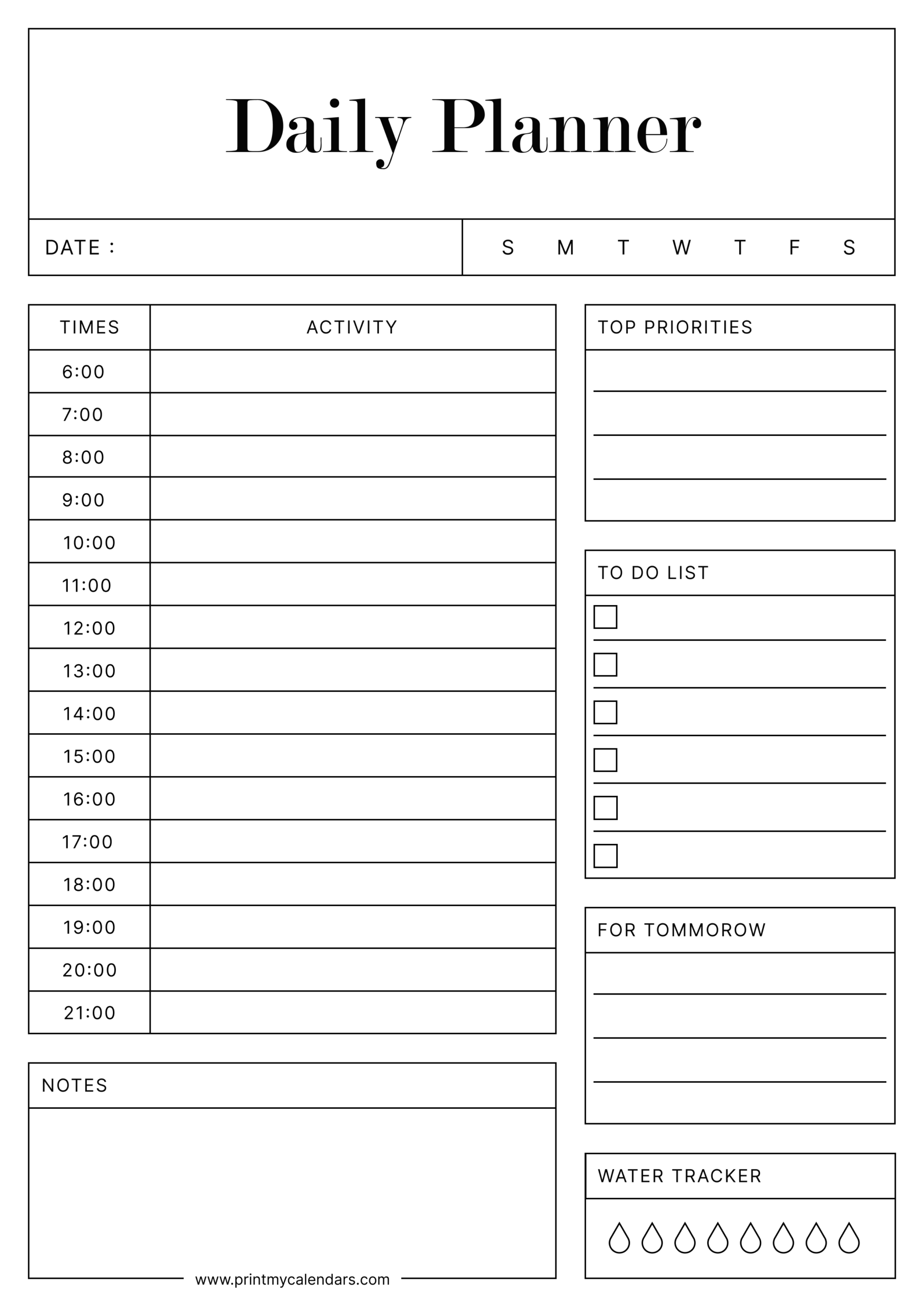 Printable The Productivity Purist Daily Schedule
