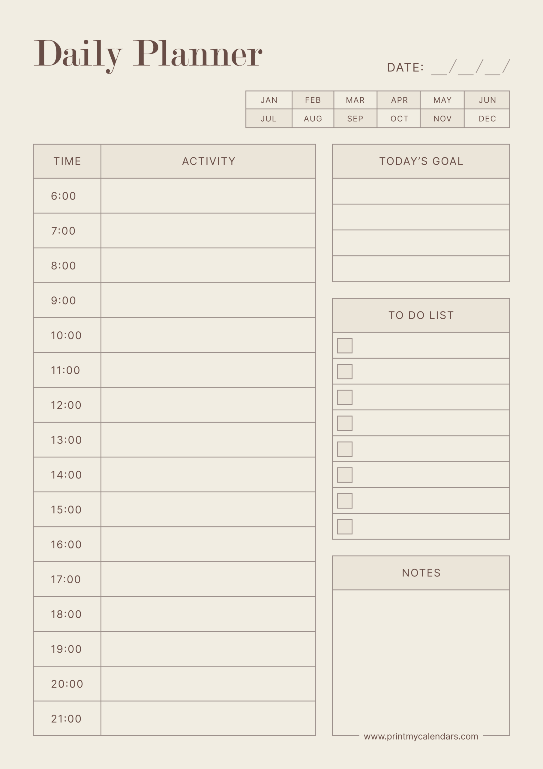 The Warm Minimalist Printable Daily Schedule Template