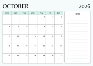 Free October Printable Calendar 2026 (PDF, Blank, Aesthetic Templates)