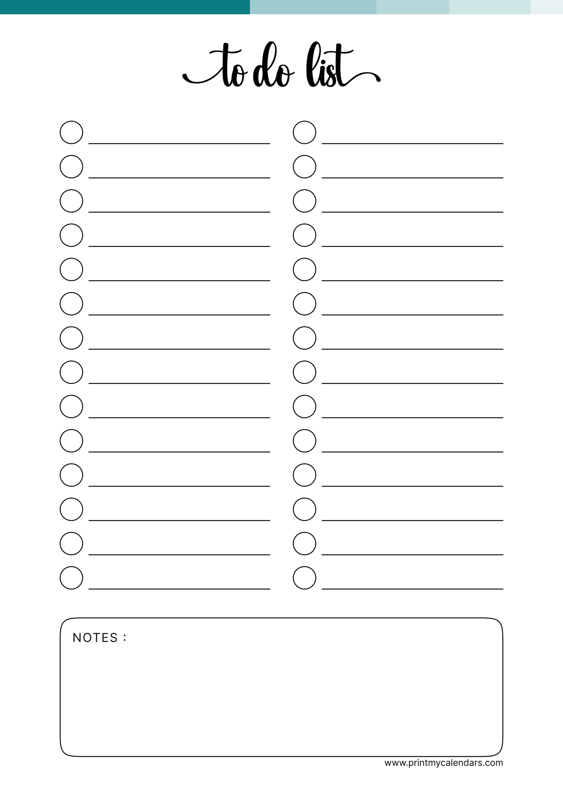 The Teal Double Column To-Do List