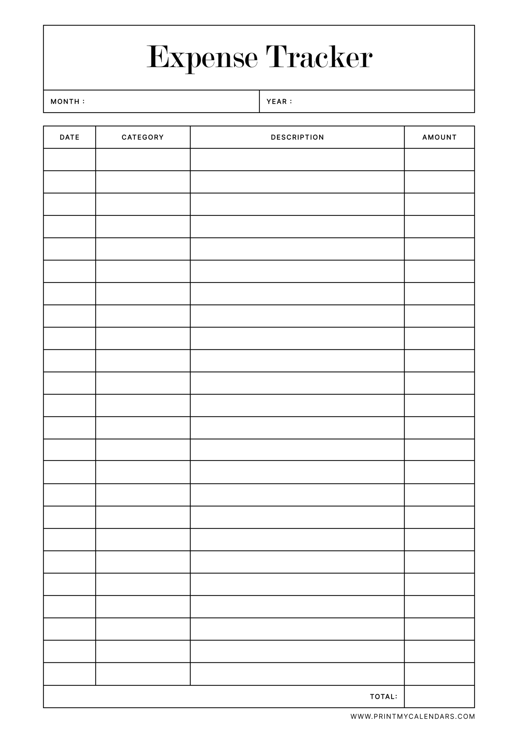 Expense Printable Tracker