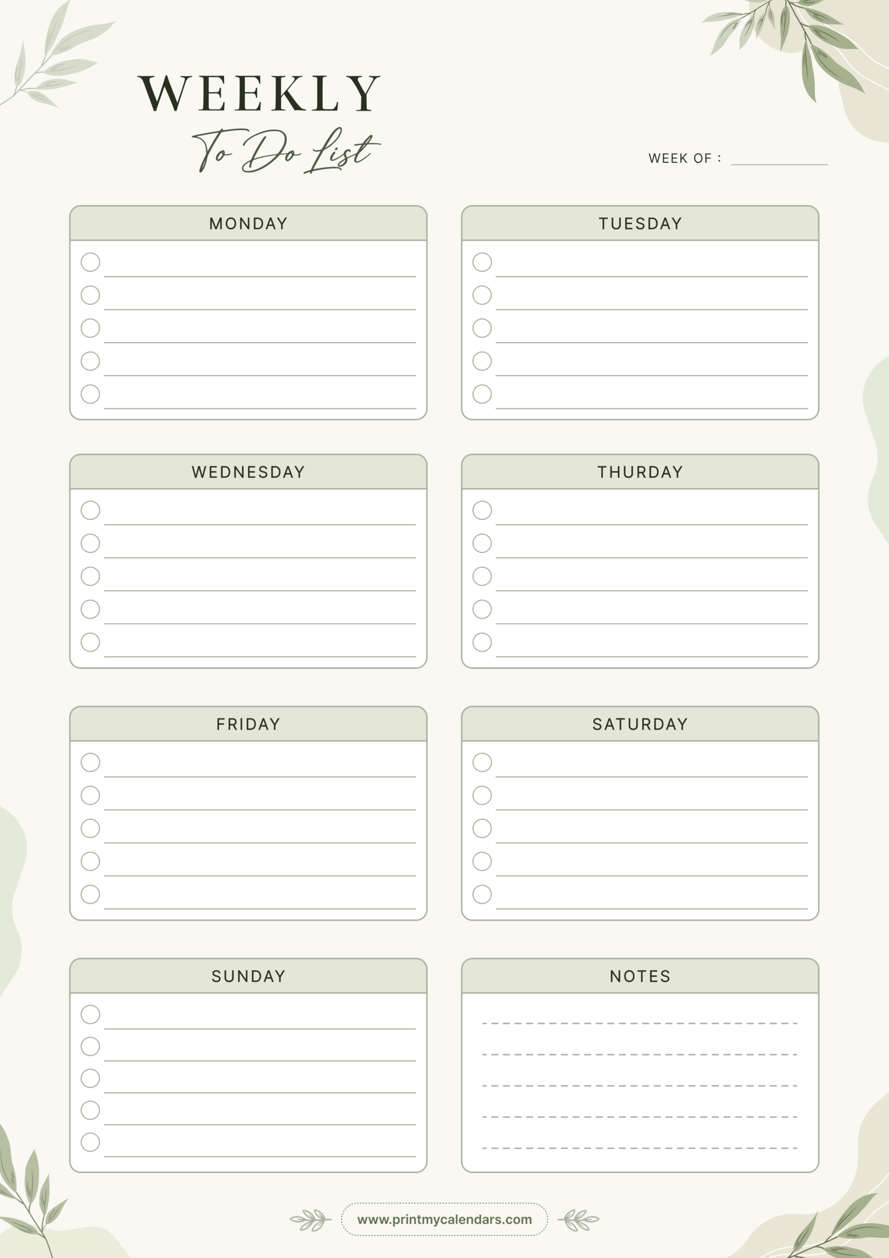 The Botanical Breeze Tracker Weekly Printable To do List