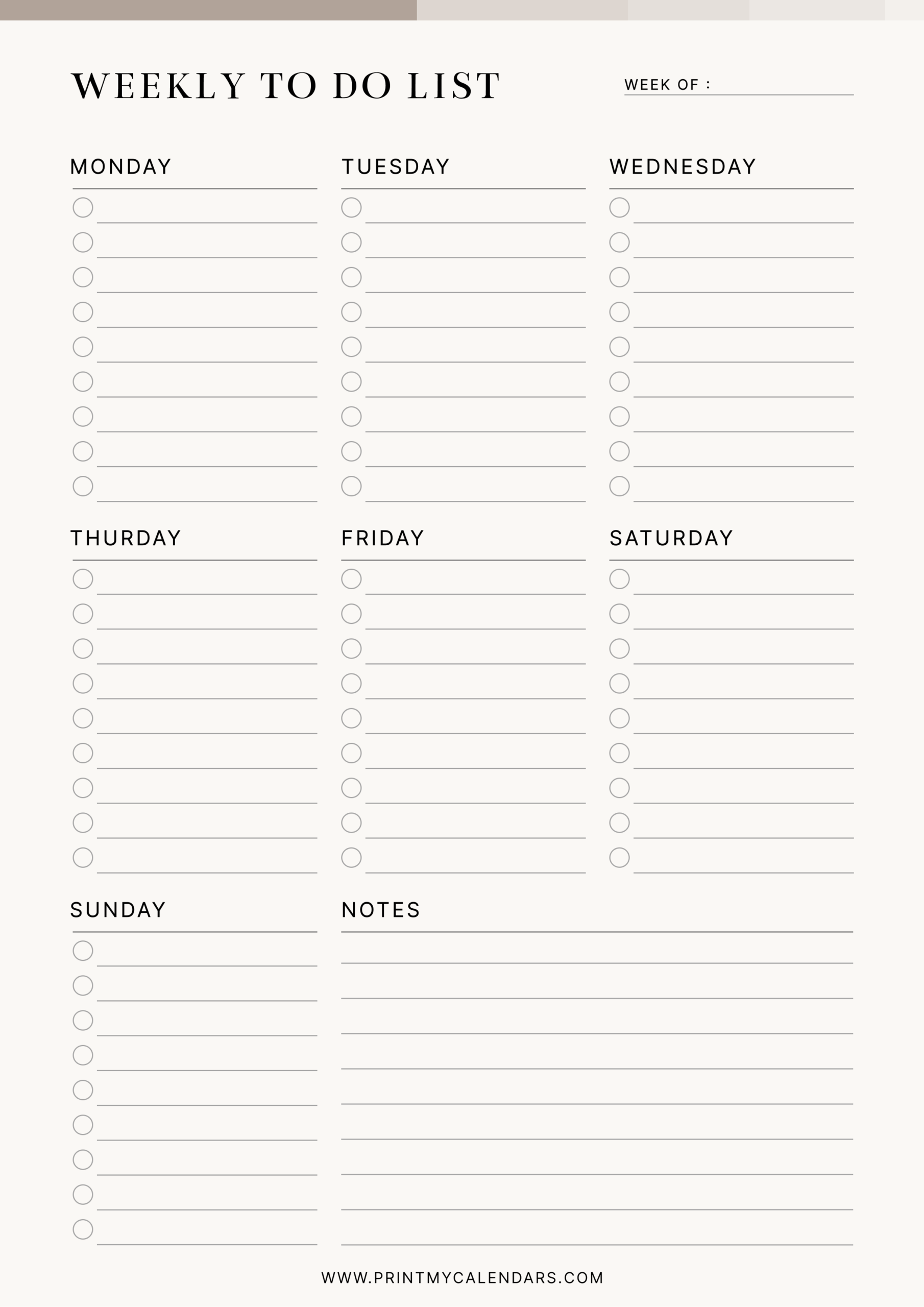 The Oatmeal Minimalist Weekly Printable To do List