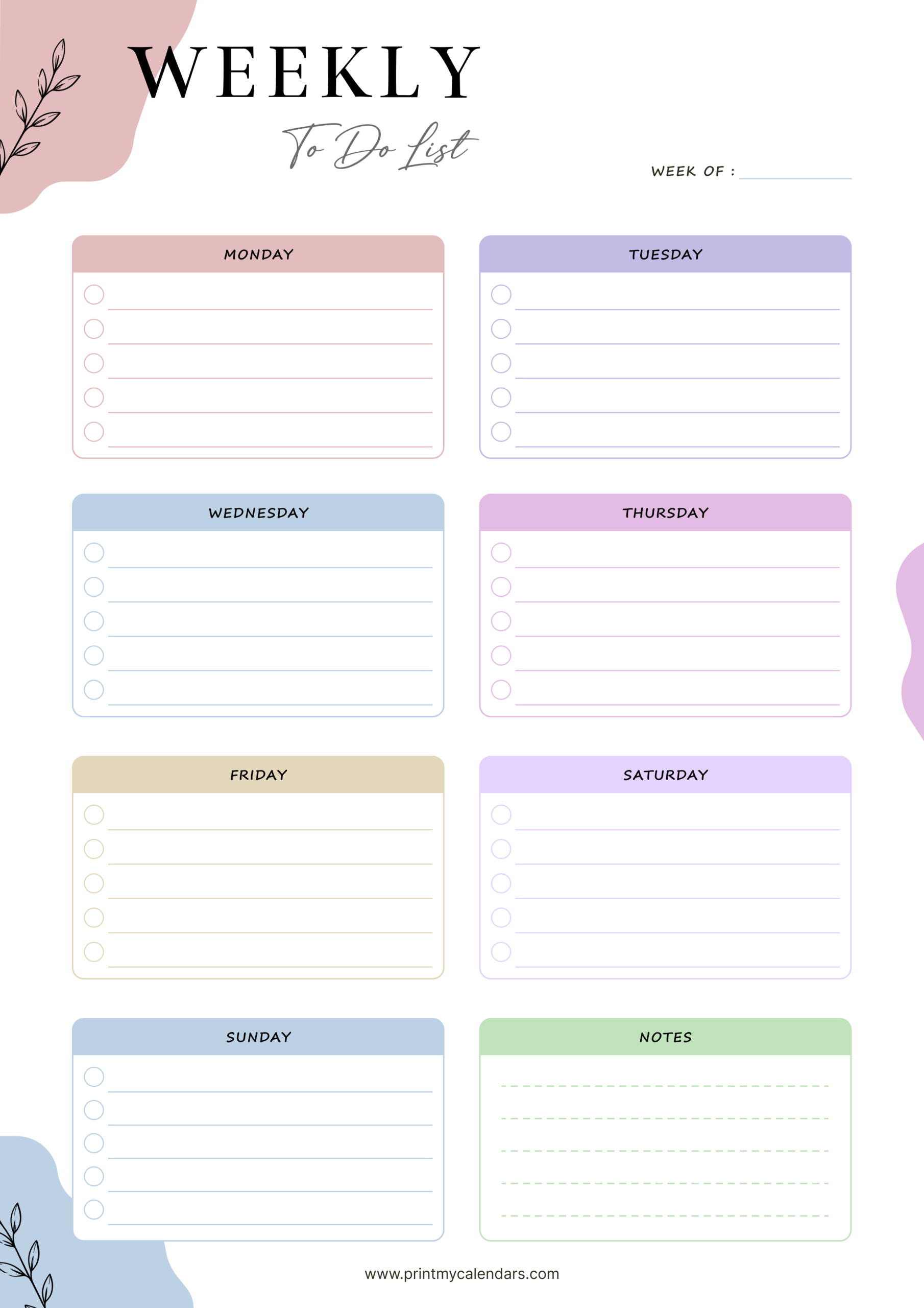 The Pastel Splash Planner Weekly Printable To do List