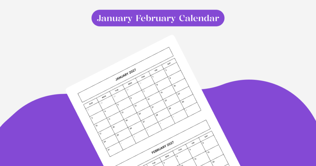 january february calendar 2027